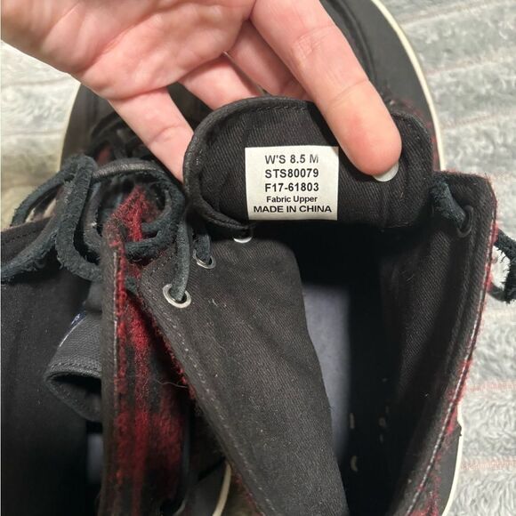 SPERRY Top-Sider Canvas Black Red Ankle Boot Bootie Size 8.5 - Picture 3 of 6